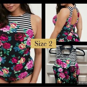 Floral Striped Women's Swimsuit